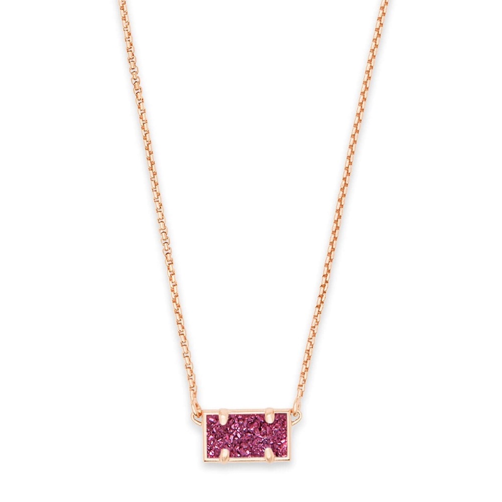 Kendra Scott Necklace Pattie Rose Gold Deep Fuchsia Drusy Signed